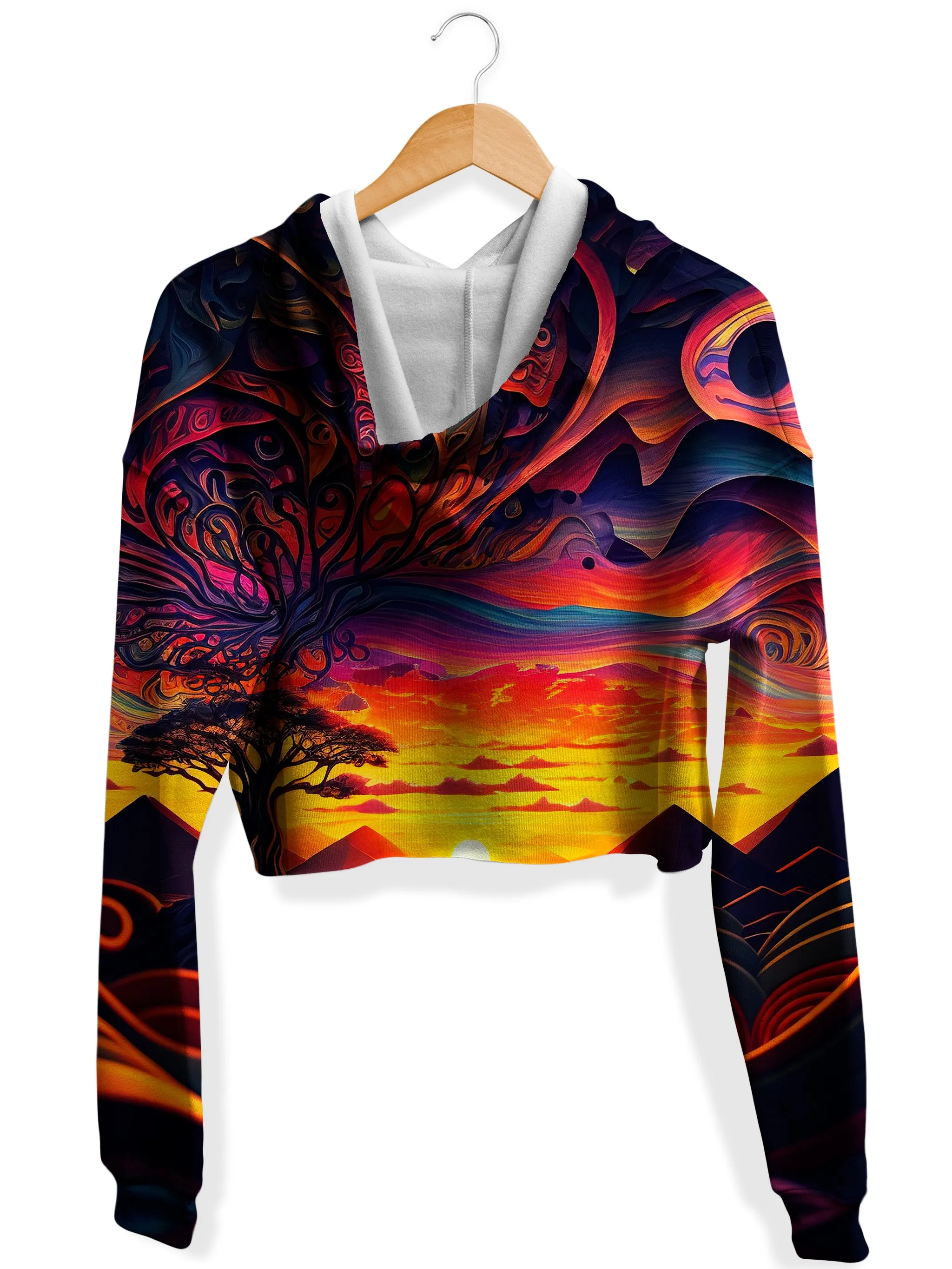 Acid Sunset Fleece Crop Hoodie