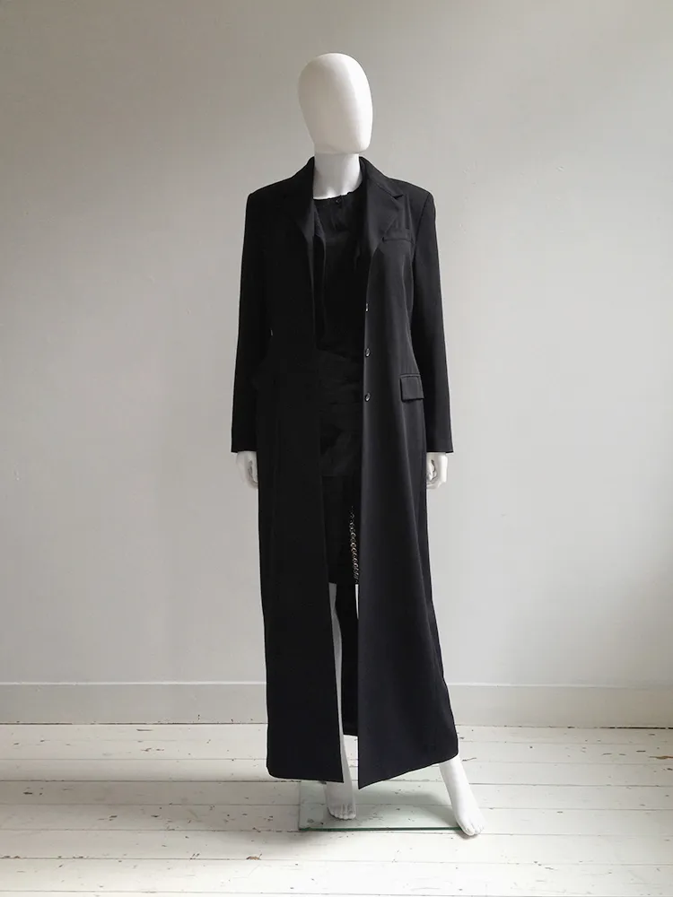 Ann Demeulemeester black maxi coat — 90s