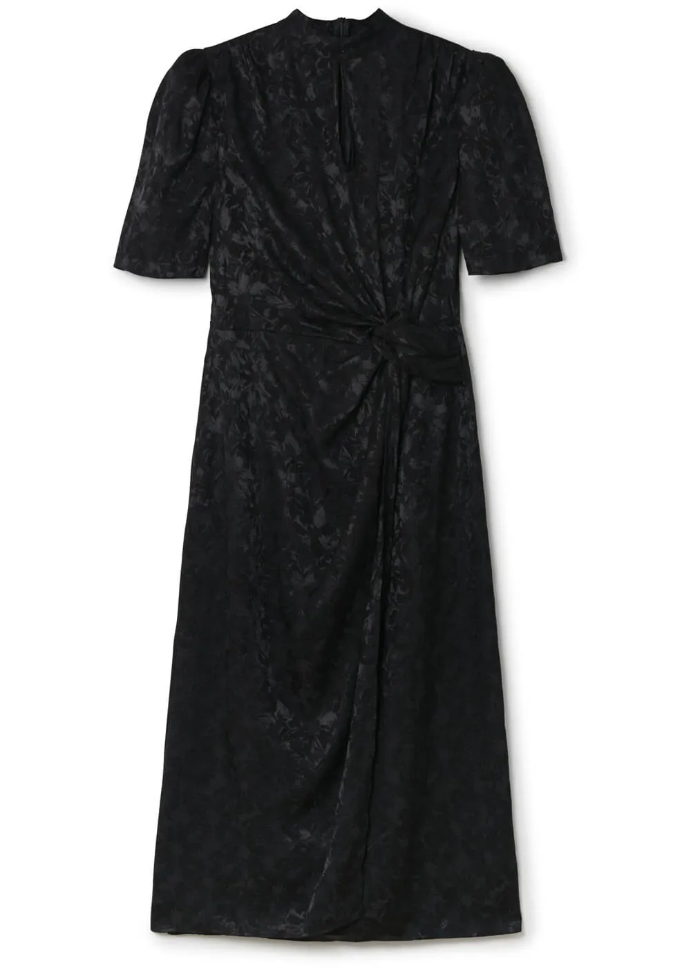 Another Sunday Viola Jacquard 70's Midi Dress Black