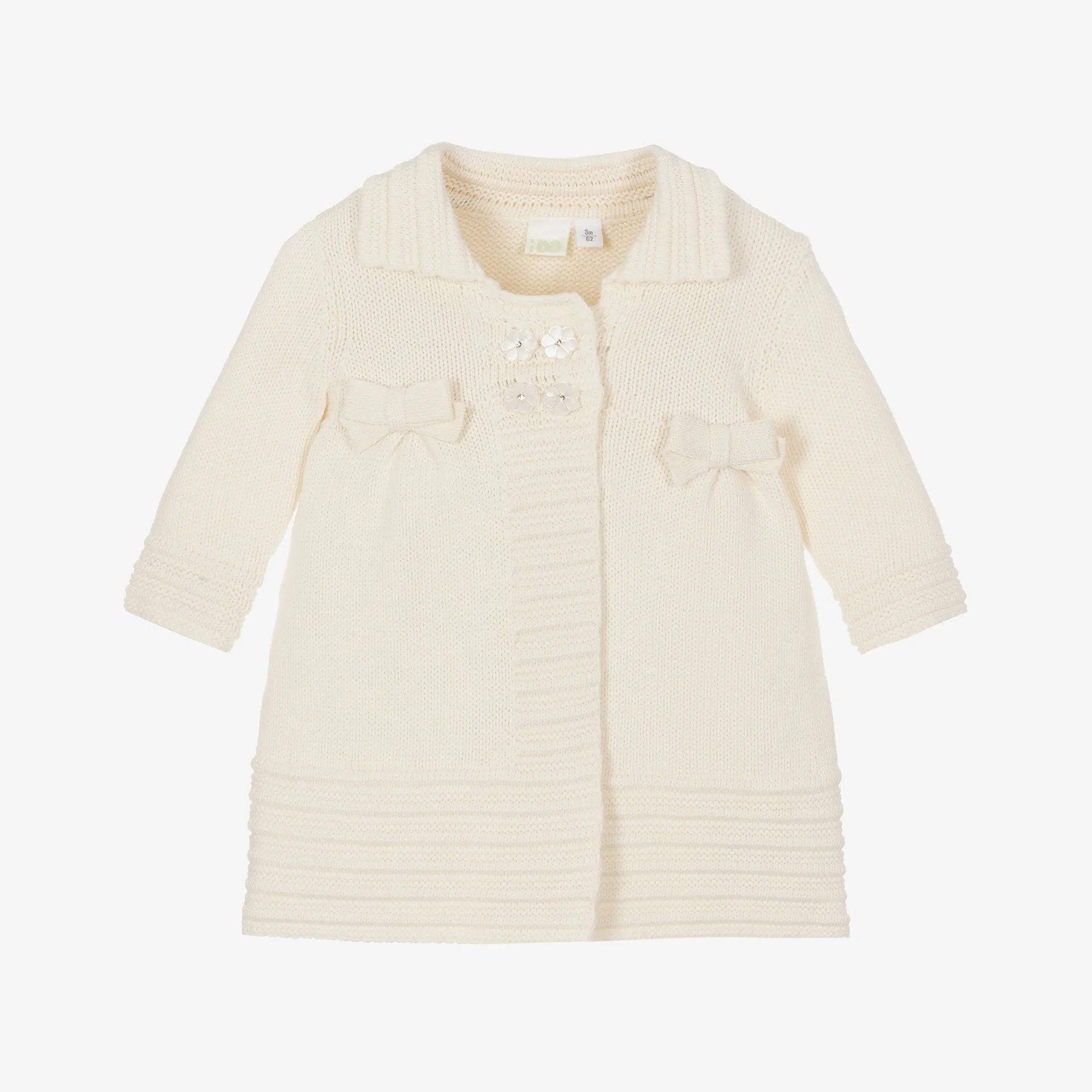 Baby Girls Ivory Cotton Knit Pram Coat