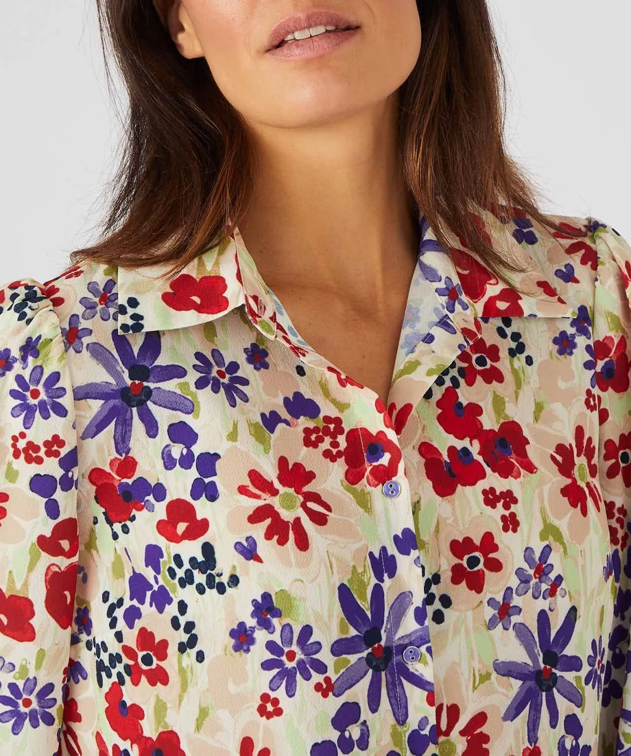 Balloon Sleeve Floral Printed Blouse