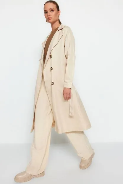 Belted Water-repellent Long Trench Coat