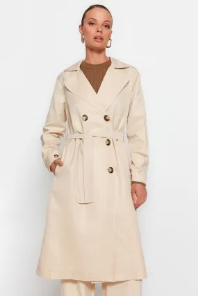 Belted Water-repellent Long Trench Coat