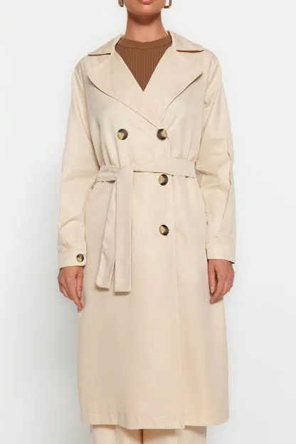 Belted Water-repellent Long Trench Coat