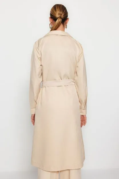 Belted Water-repellent Long Trench Coat