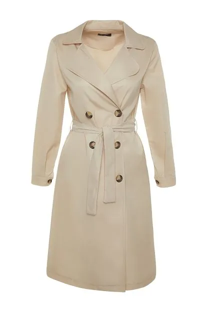 Belted Water-repellent Long Trench Coat