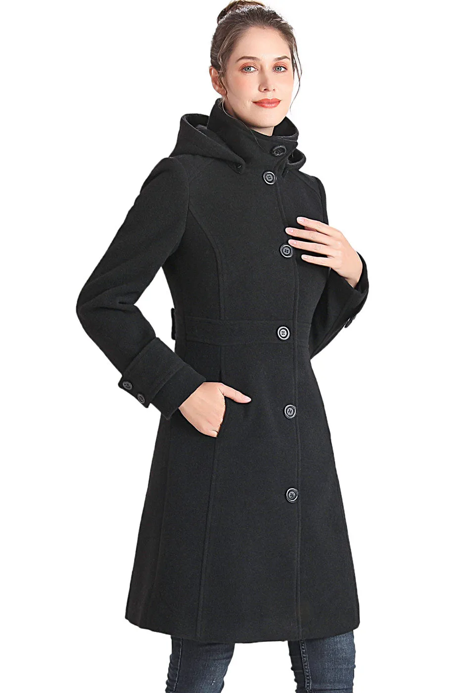 BGSD Women Jem Stand-Collar Wool Coat