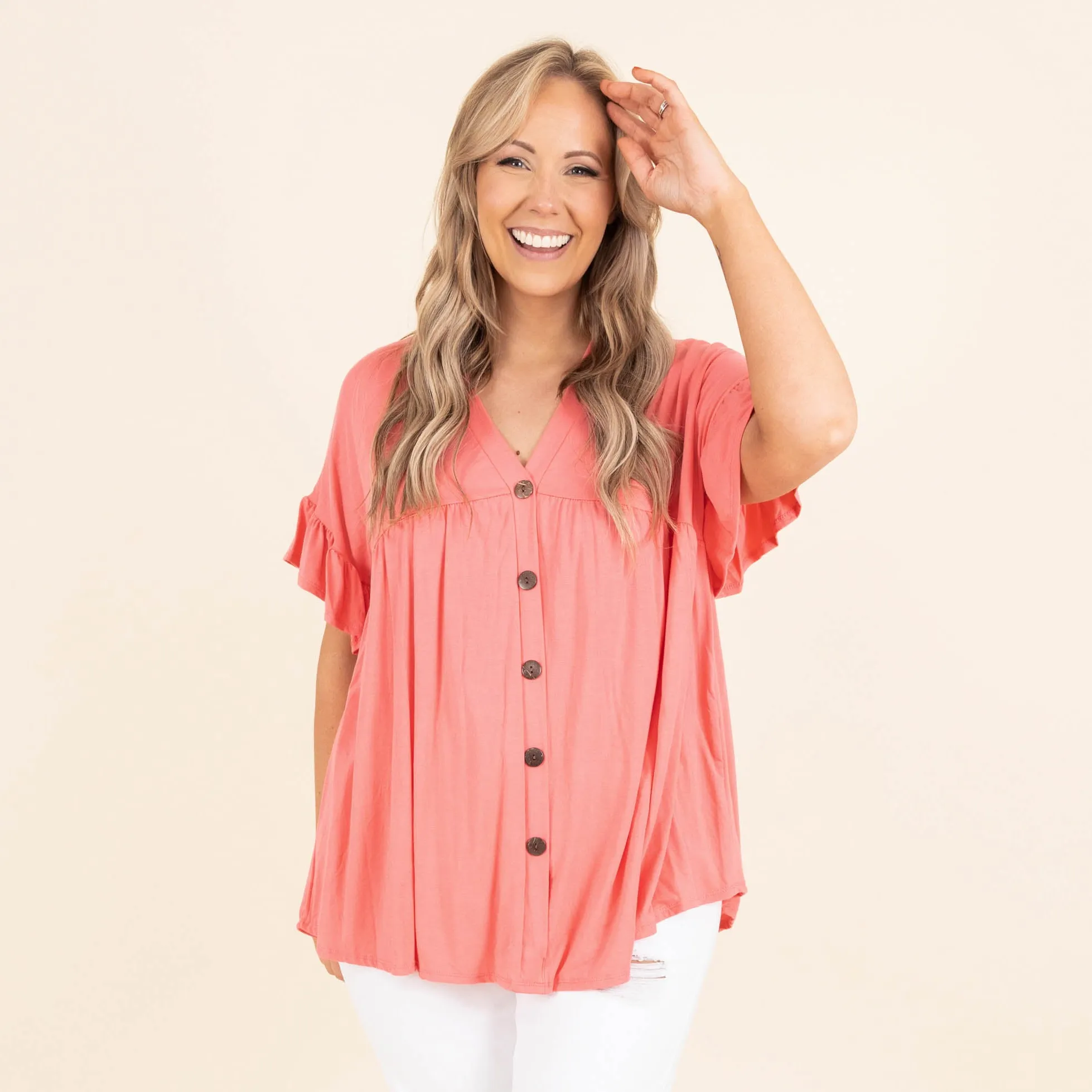 Bittersweet Beginnings Top, Coral