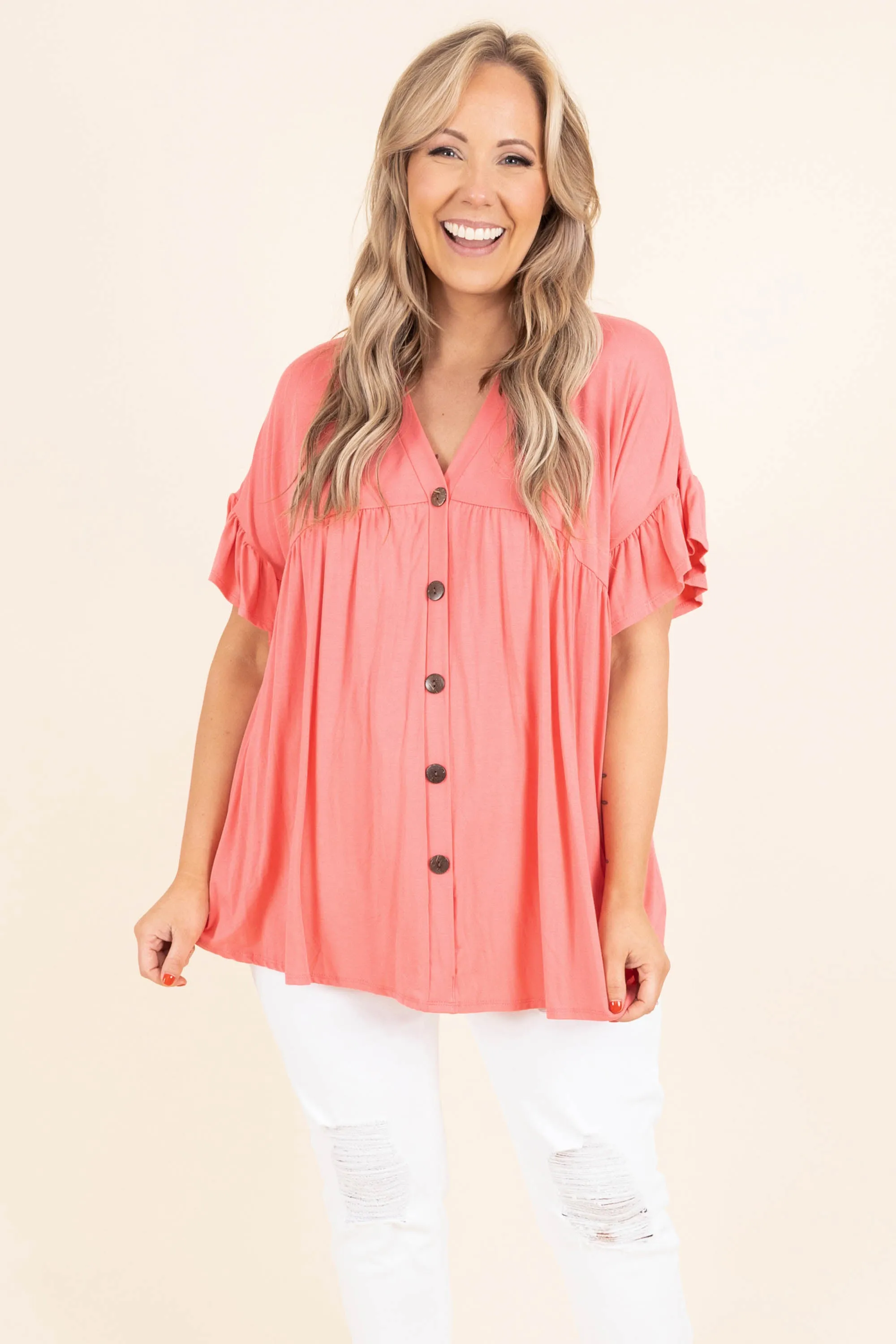 Bittersweet Beginnings Top, Coral