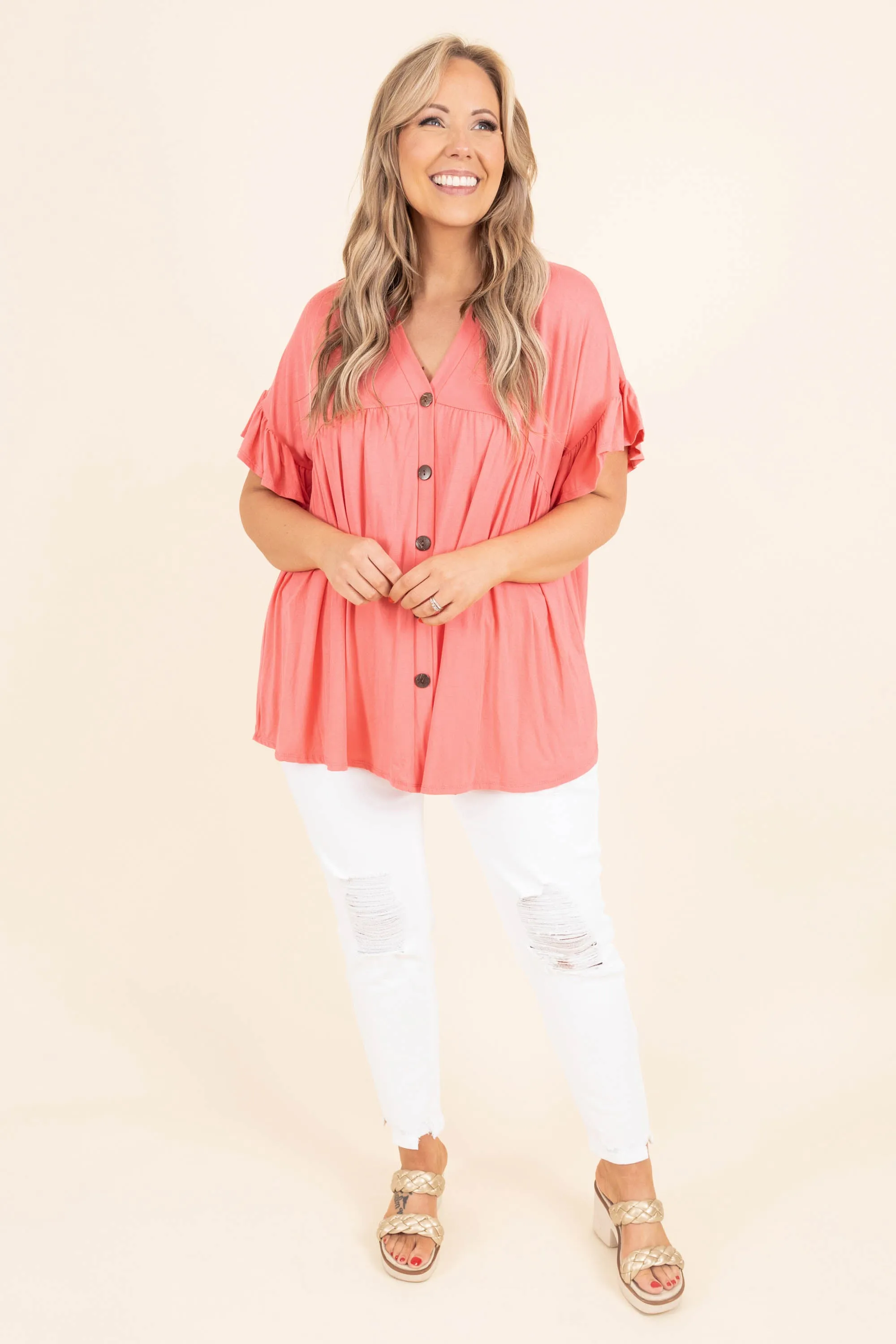 Bittersweet Beginnings Top, Coral