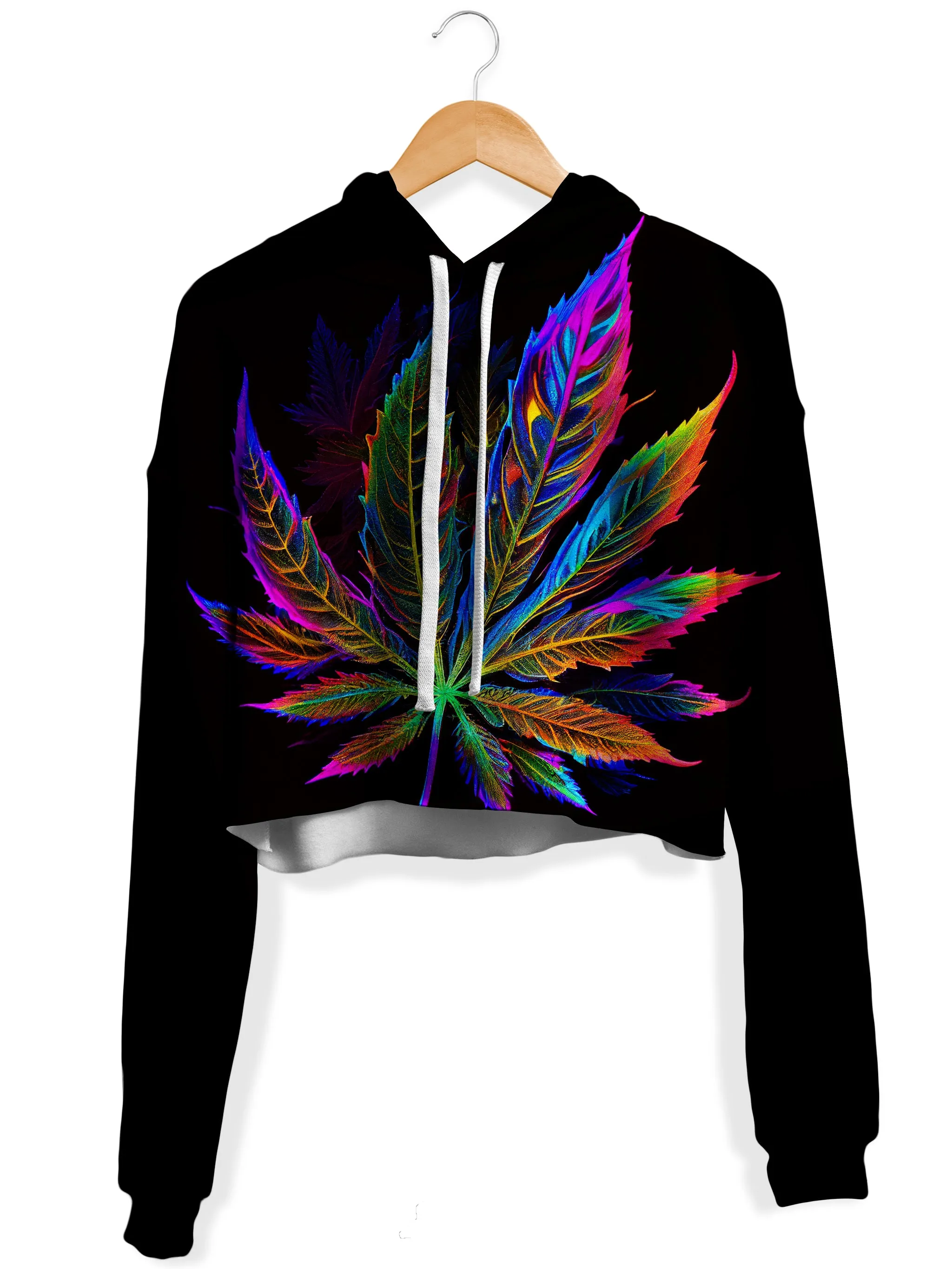 Blacklight Weed Fleece Crop Hoodie (Clearance)