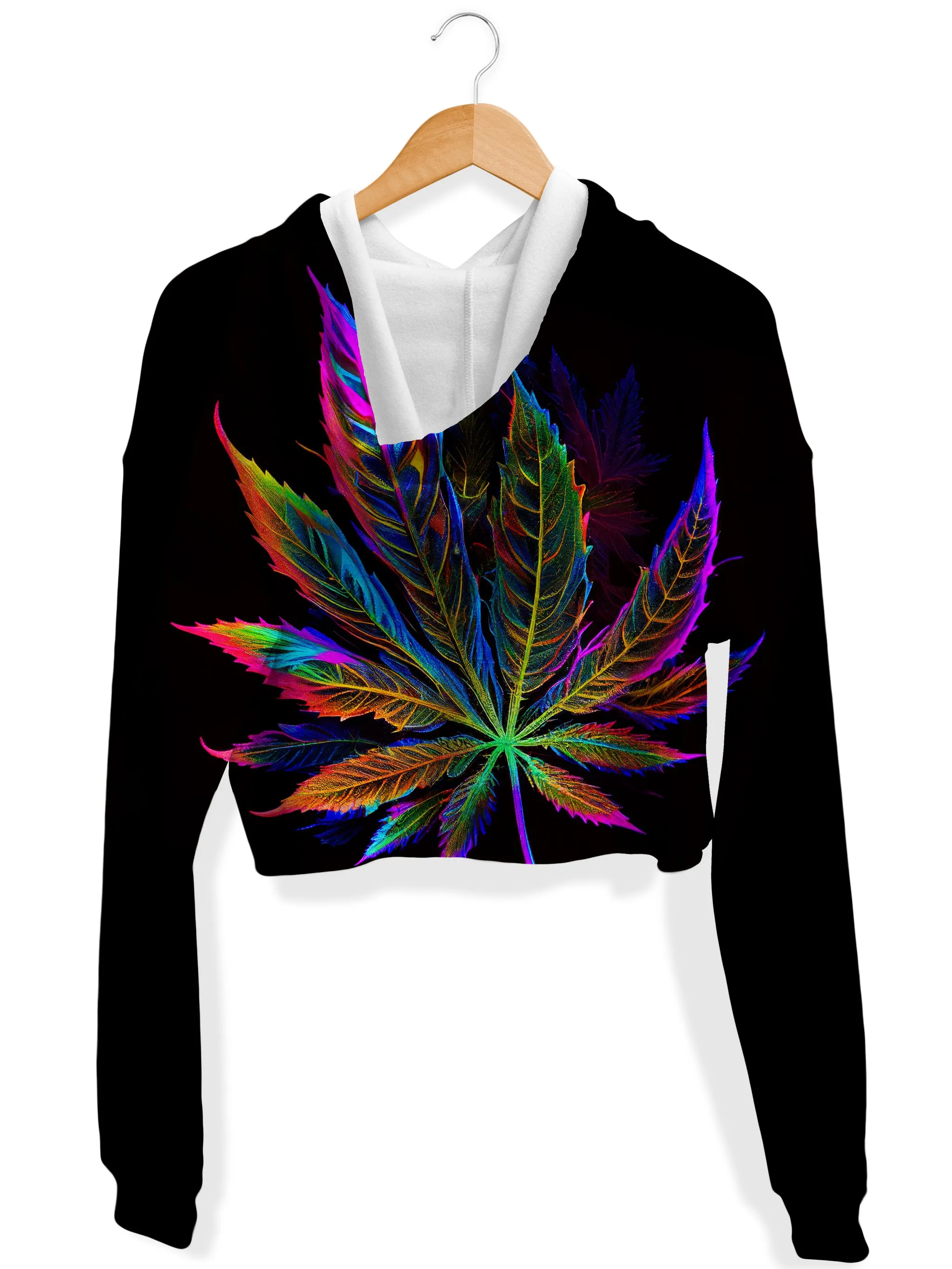 Blacklight Weed Fleece Crop Hoodie (Clearance)