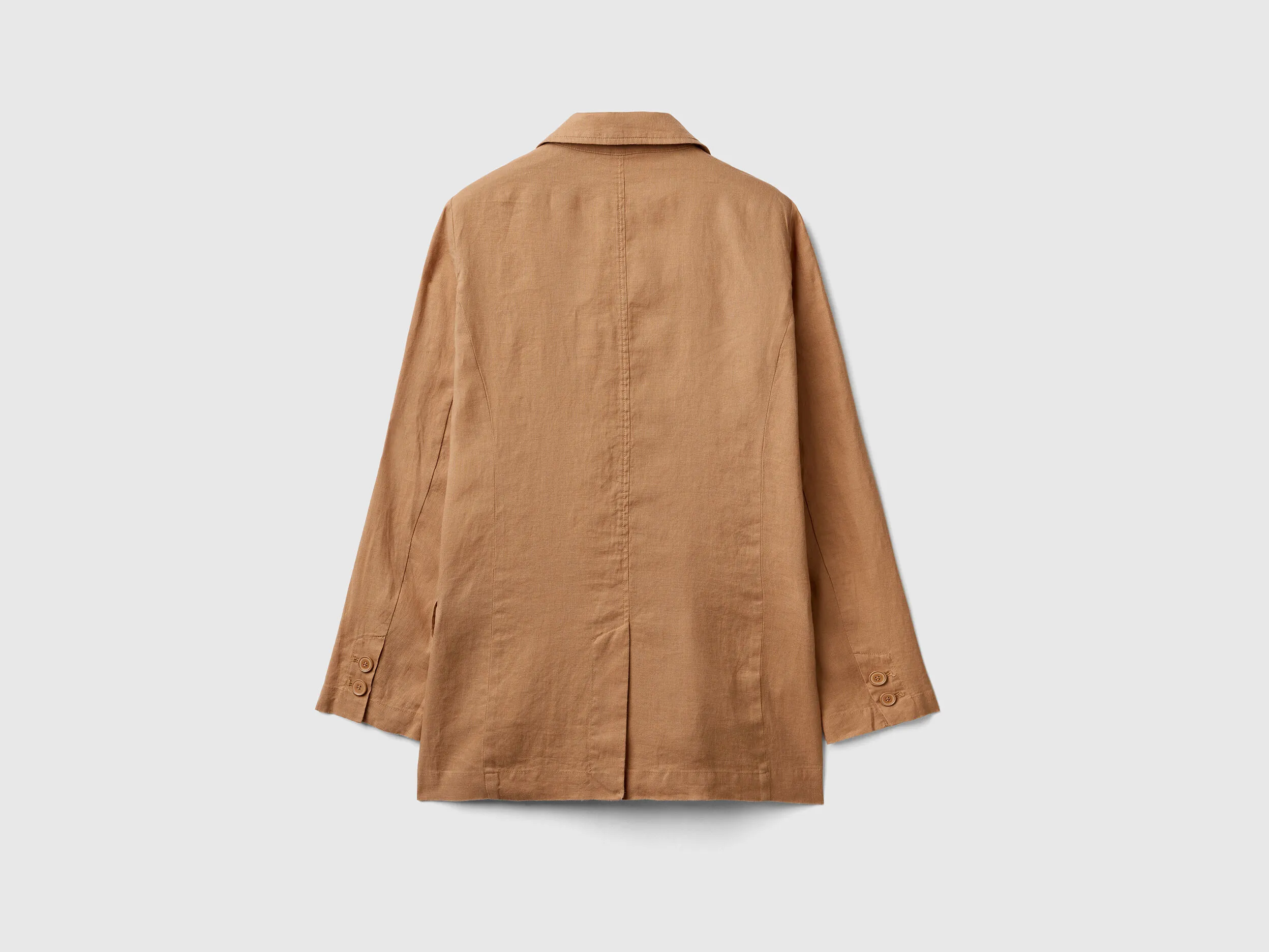 Blazer in pure linen - Camel | Benetton