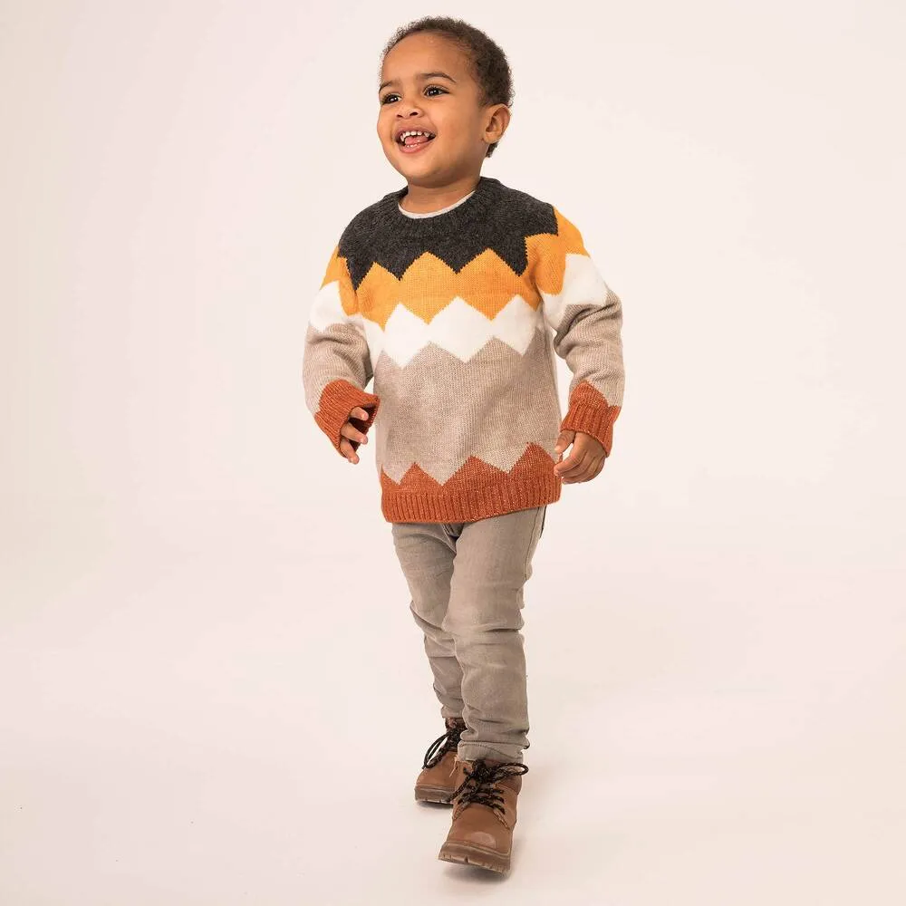 Boys Knitted Zigzag Sweater