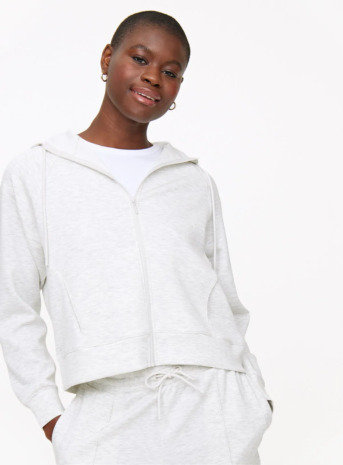 Buy Grey Marl Boxy Zip-Through Coord Hoodie  XL | Hoodies and sweatshirts | Tu