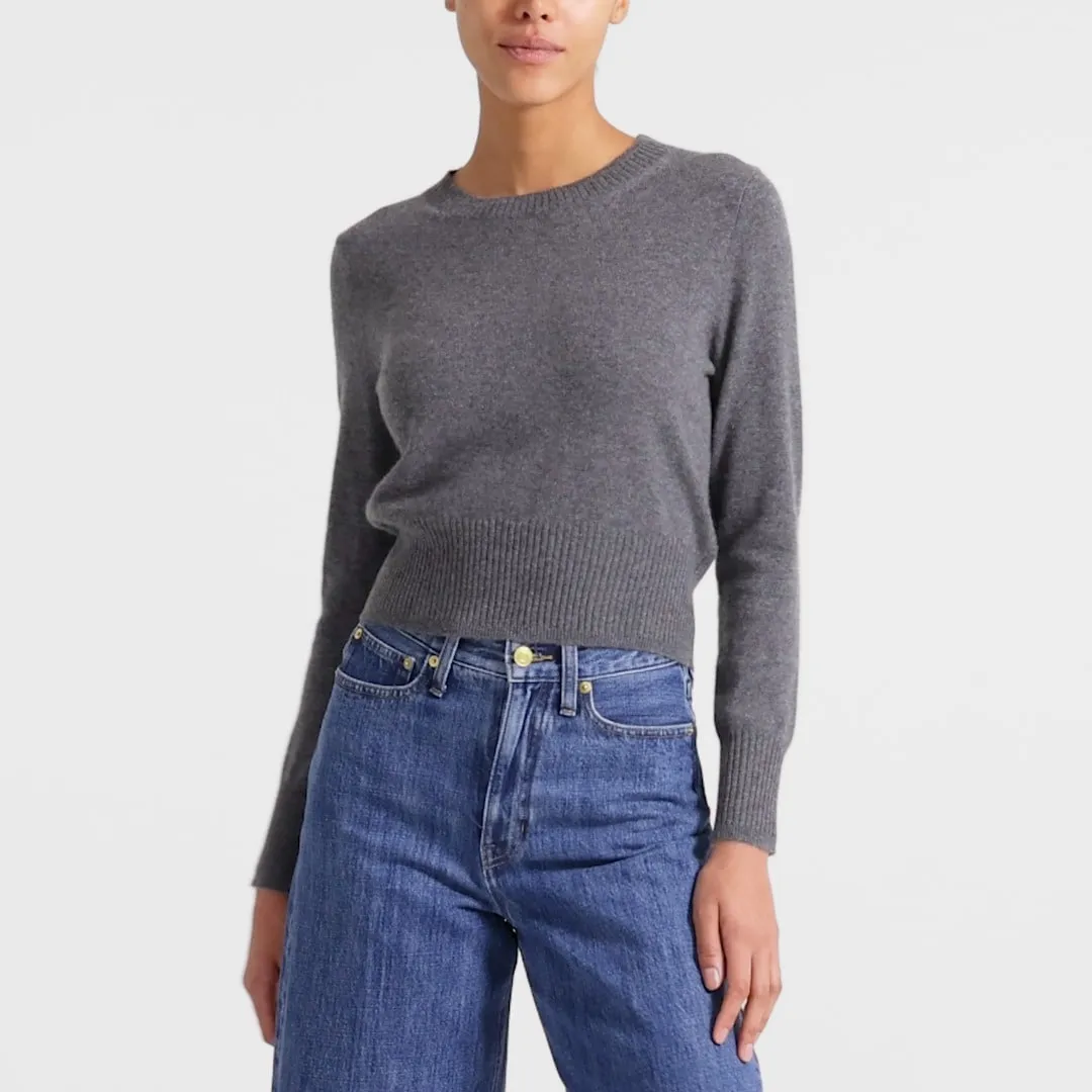 Cashmere shrunken crewneck sweater