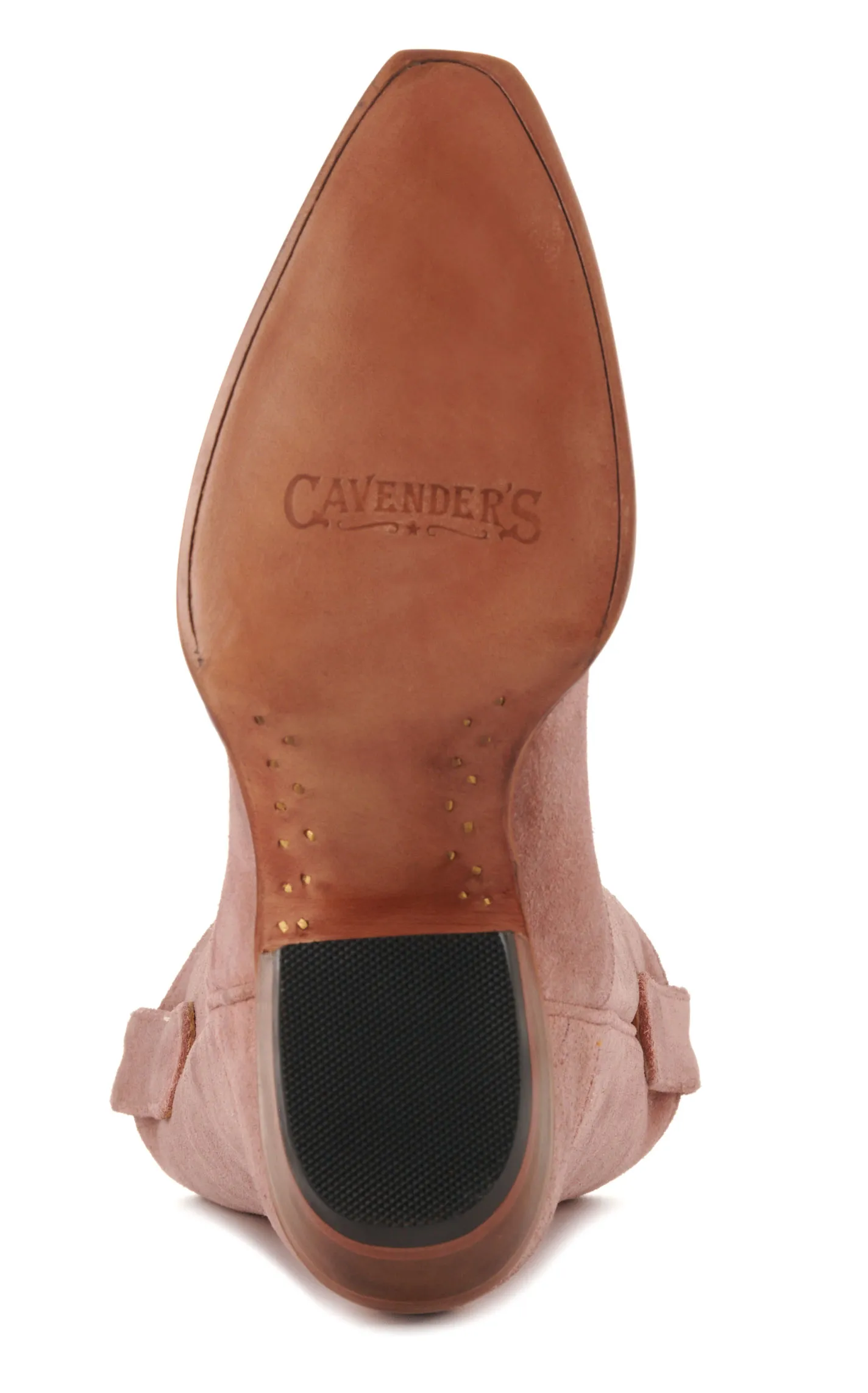 Cavender's Women's Pink Suede with Tonal Embroidery Snip Toe Cowboy Boots