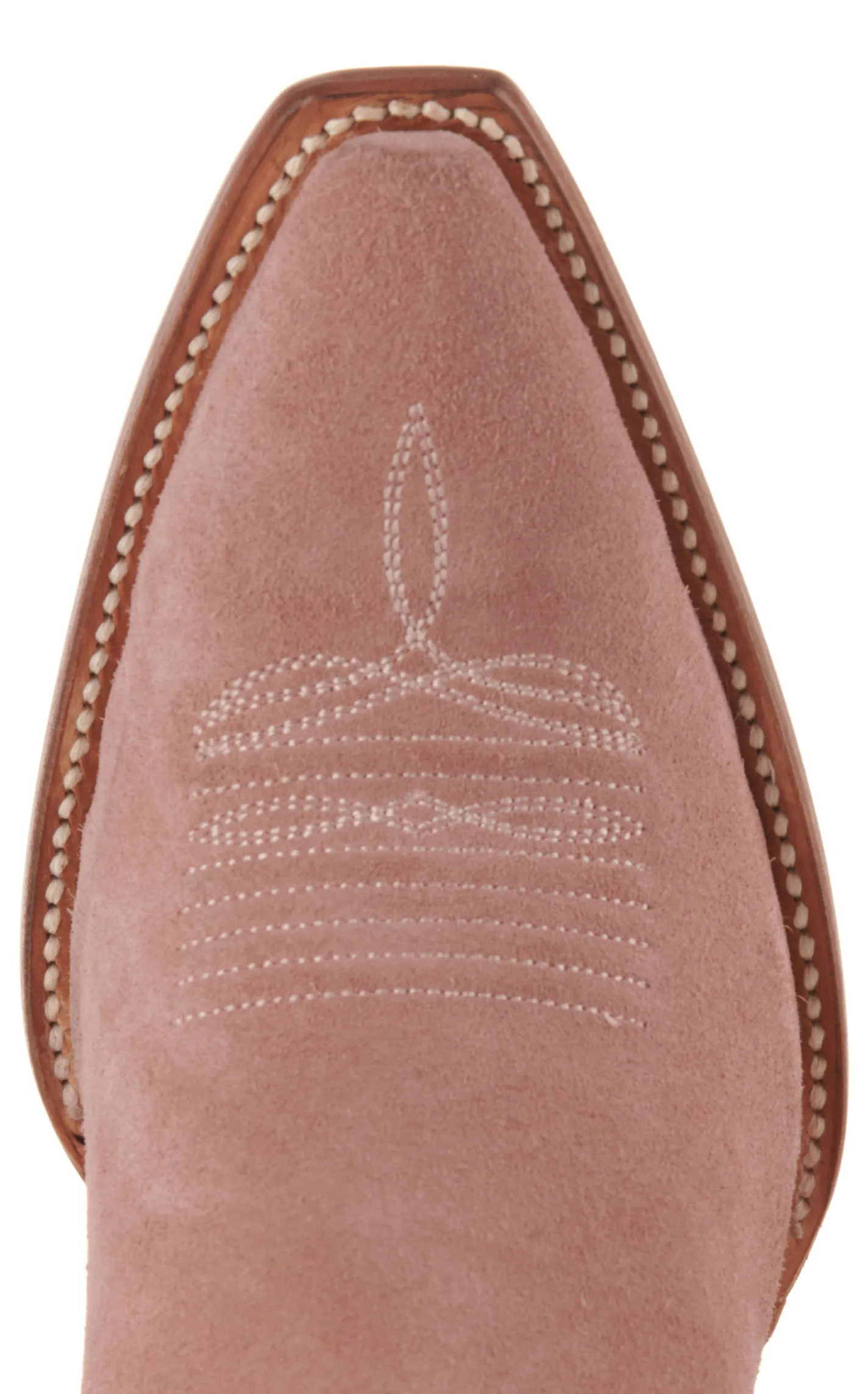 Cavender's Women's Pink Suede with Tonal Embroidery Snip Toe Cowboy Boots