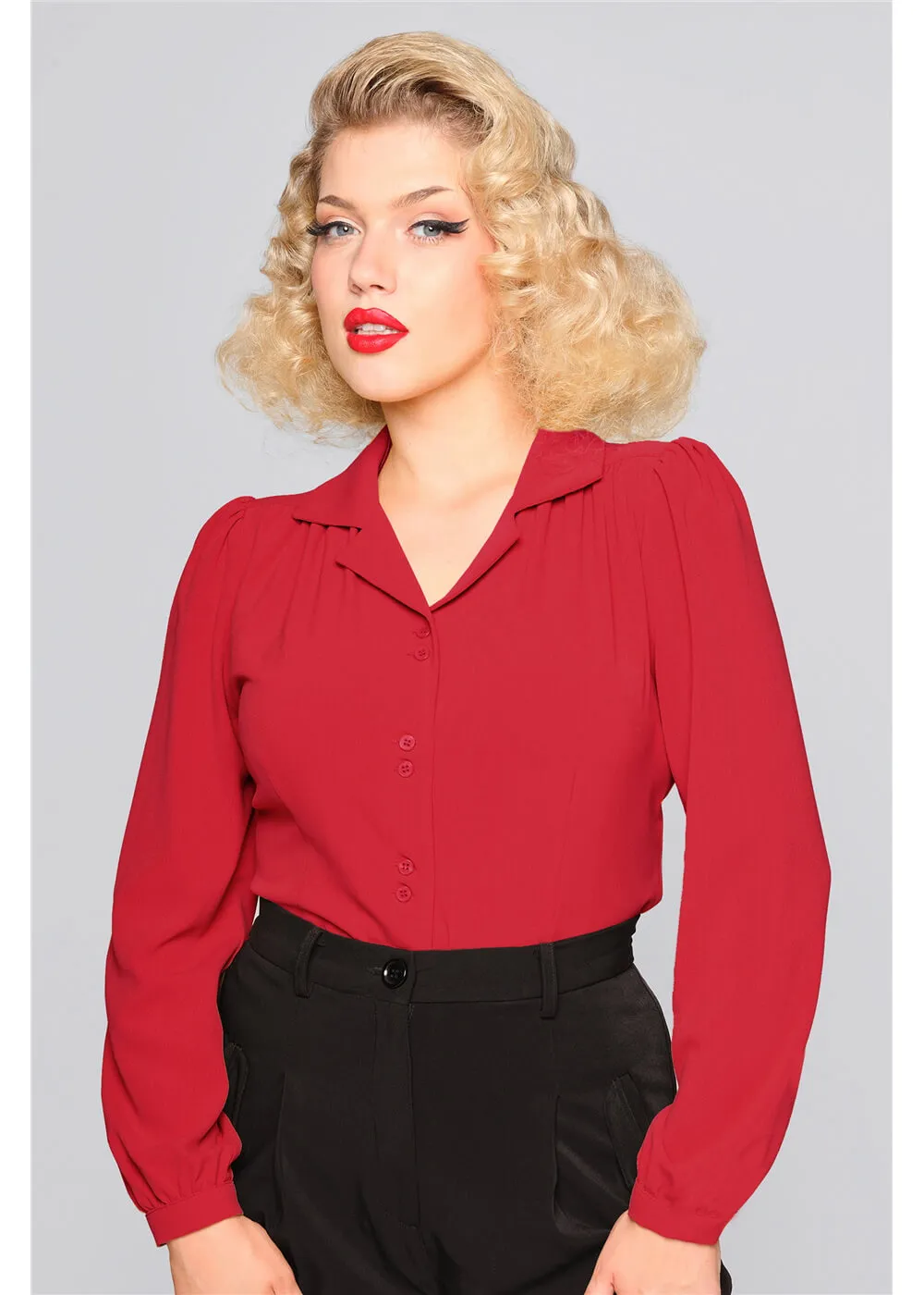 Collectif Pepper 40's Blouse Red