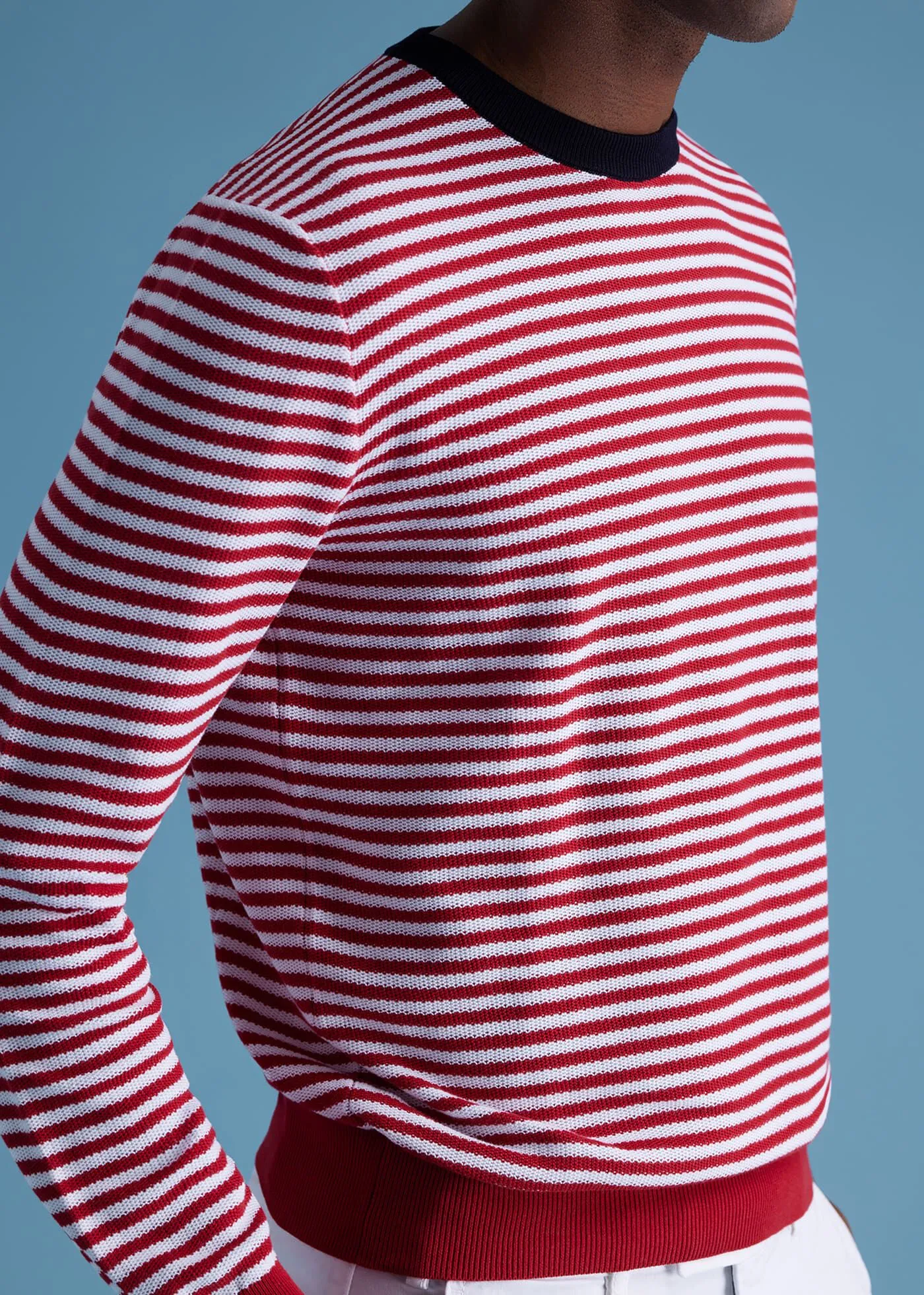 Cotton Striped Crewneck Sweater