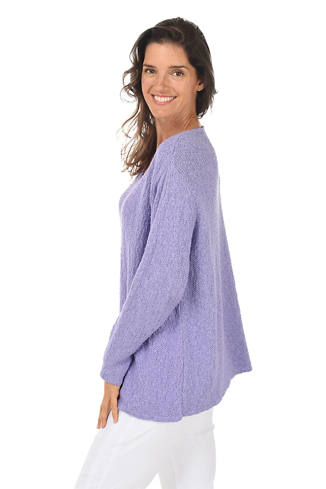 Cotton V-Neck Long Sleeve Sweater