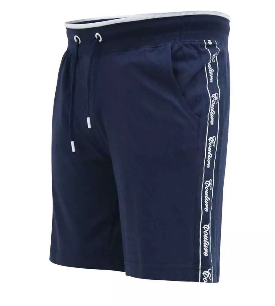 D555 Big Mens Couture Shorts With Elasticated Waistband and Branded Side Panels (BRANTHAM)