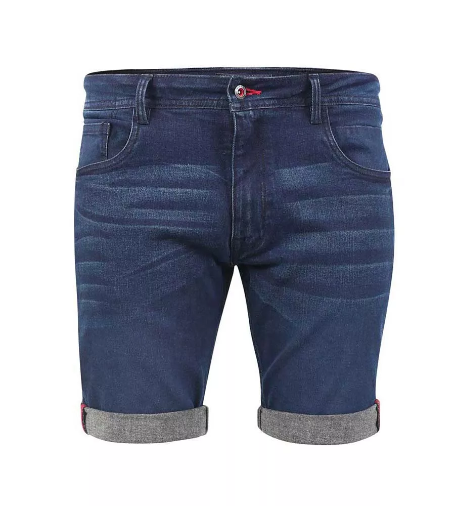 D555 Mens Dark Blue Stretch Denim Shorts (BRENTWOOD)