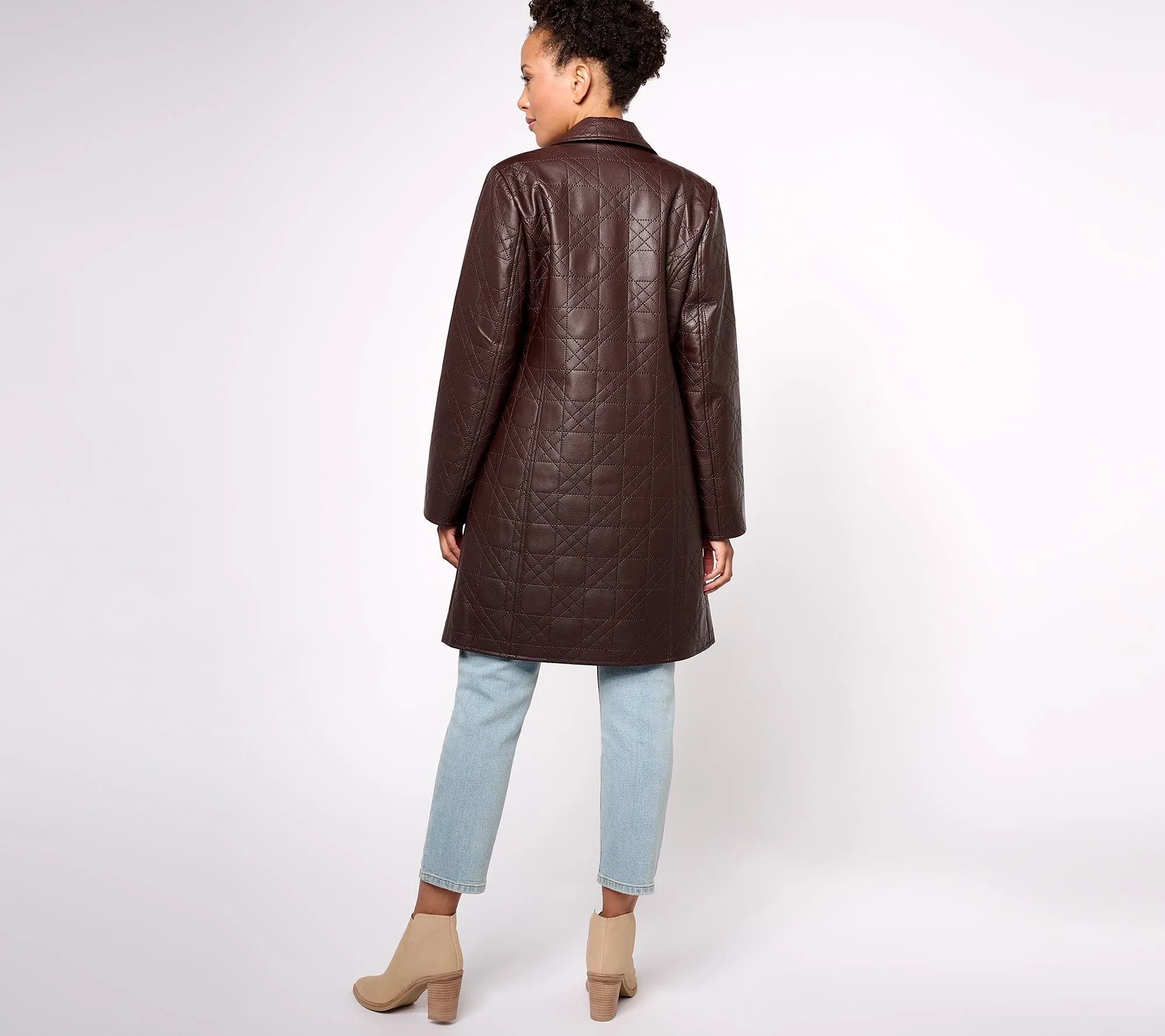 Dennis Basso Quilted Faux Leather Coat