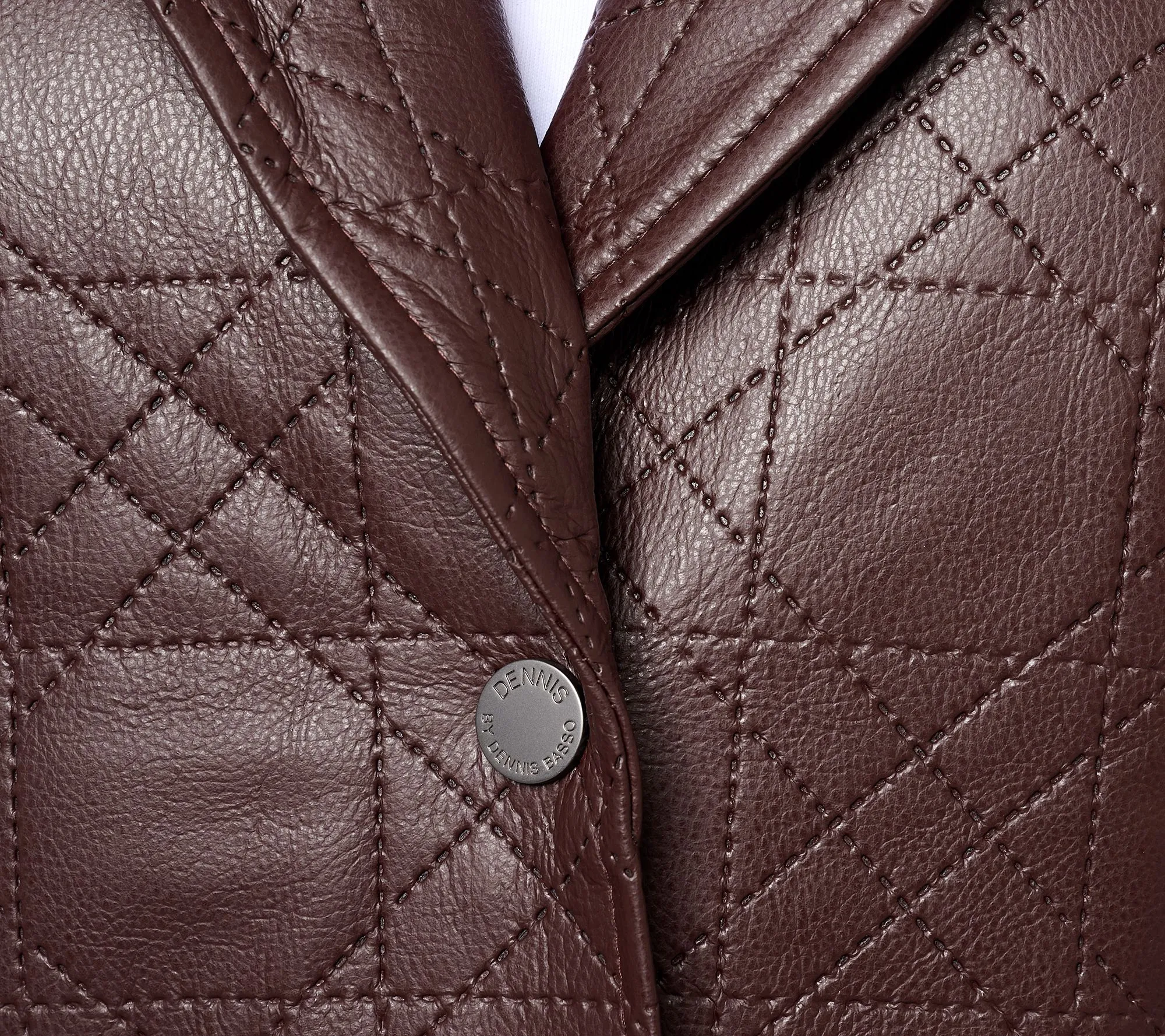 Dennis Basso Quilted Faux Leather Coat