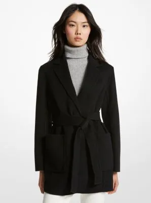 Double Faced Wool Blend Belted Coat