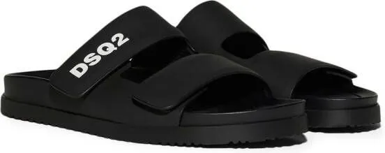 DSQUARED2 touch-strap calf-leather sandals Black