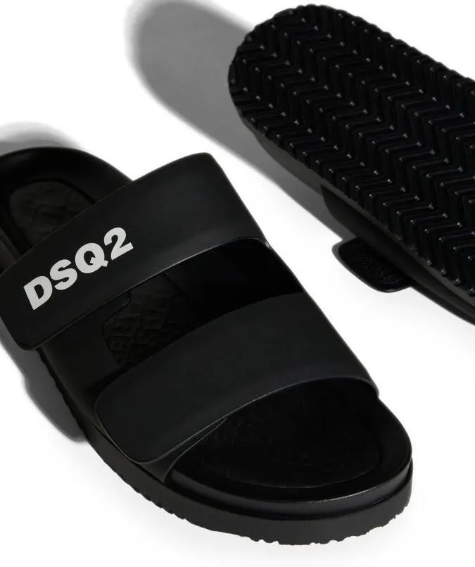 DSQUARED2 touch-strap calf-leather sandals Black