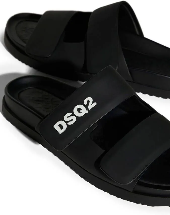 DSQUARED2 touch-strap calf-leather sandals Black