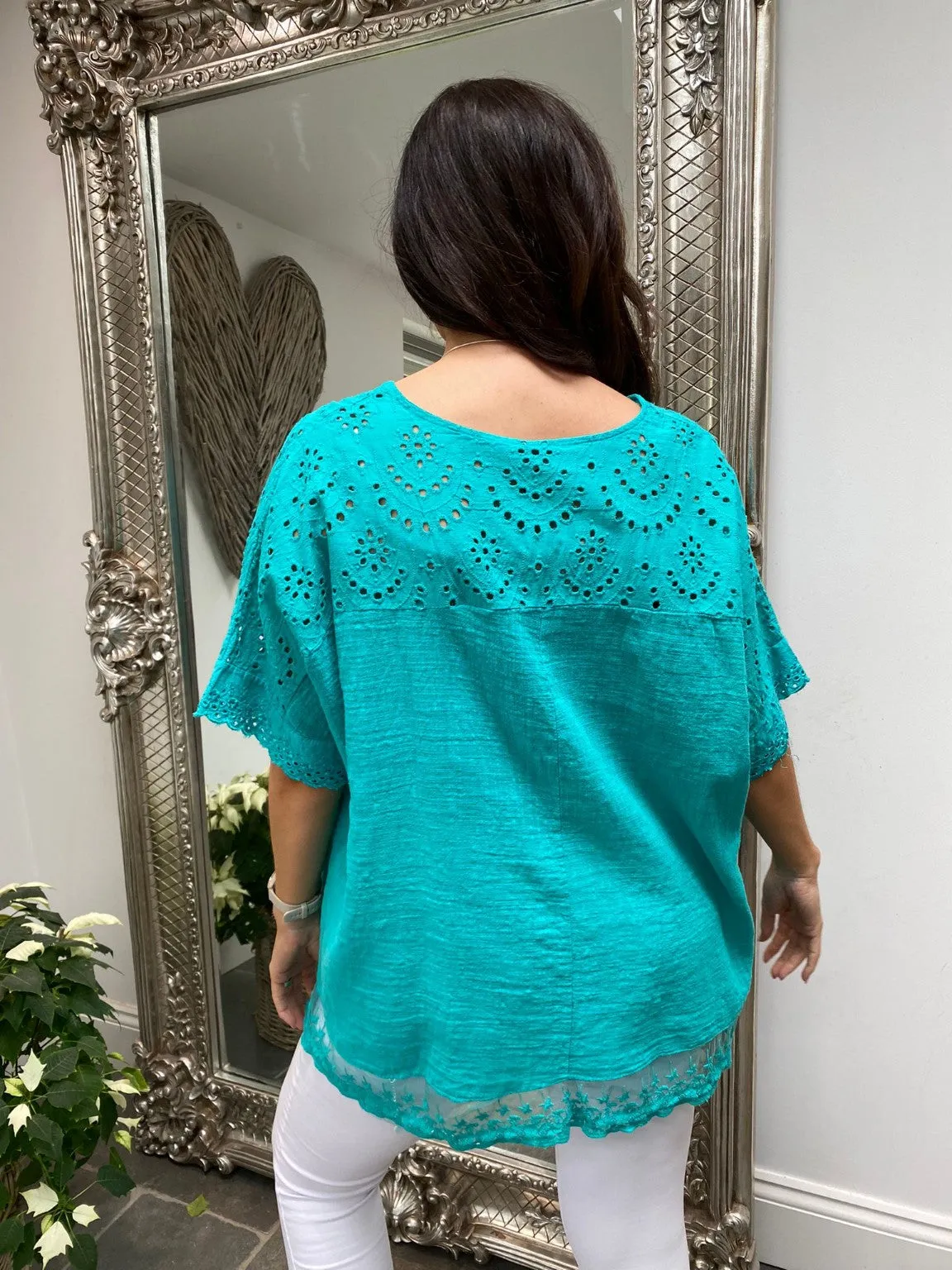 Embroidered Lace Bottom Top Erin