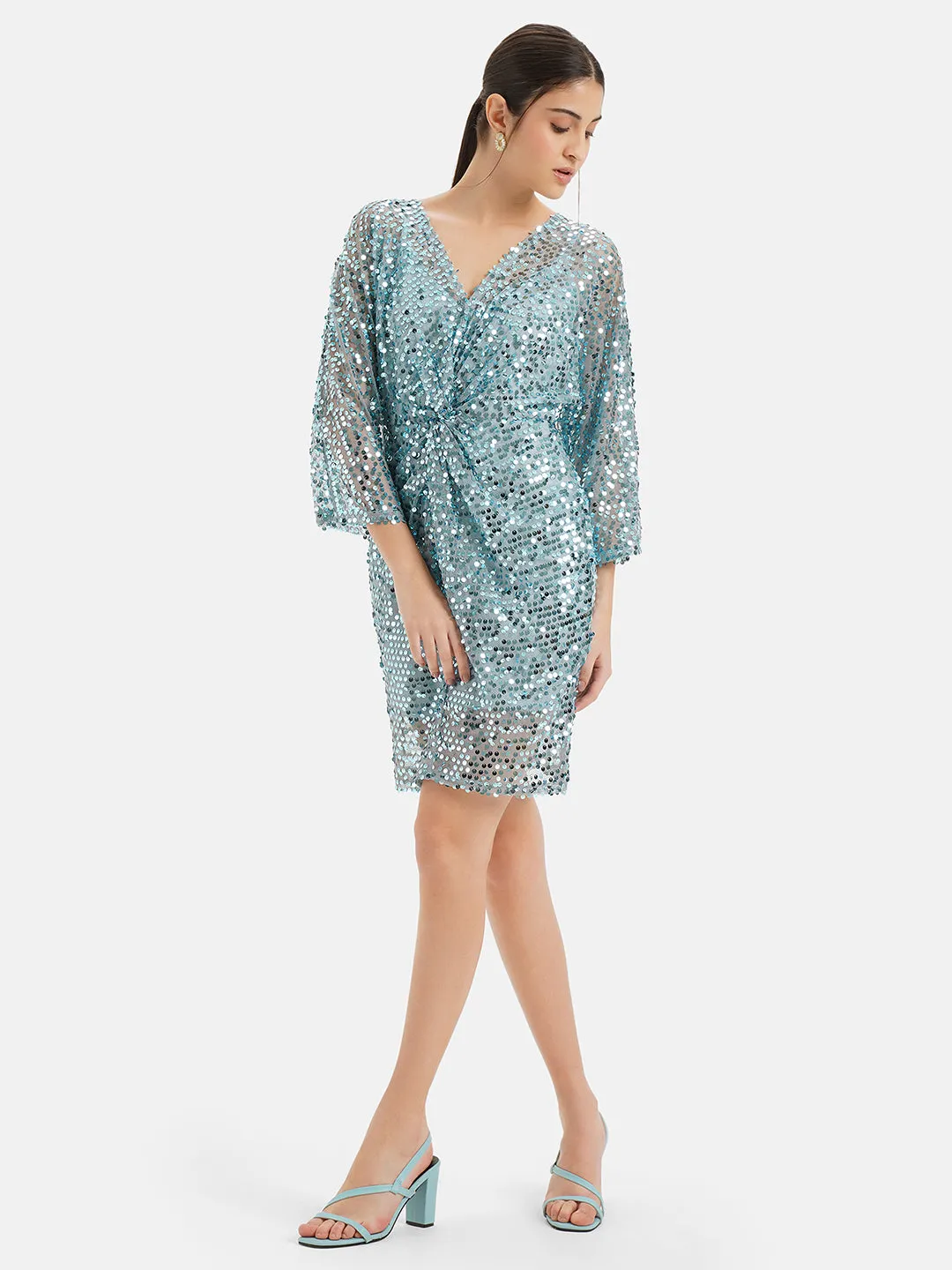 Front Knotted Sequined Dress