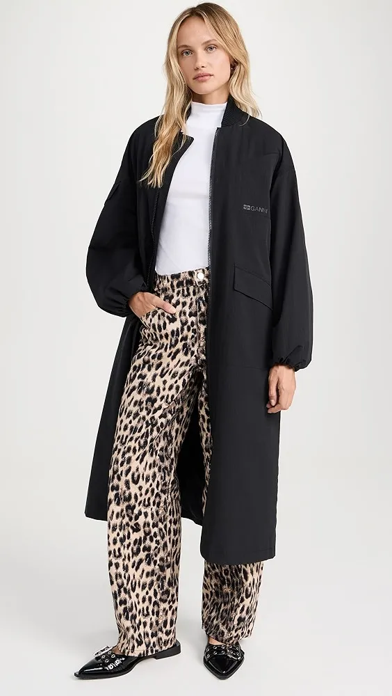 GANNI   Tech Seersucker Oversized Shell Coat 