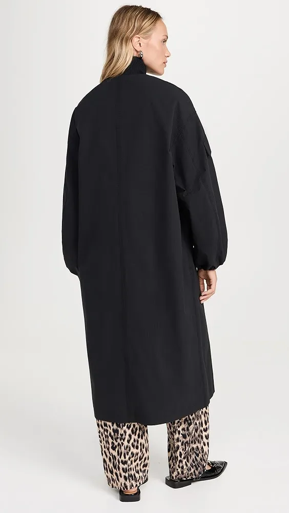 GANNI   Tech Seersucker Oversized Shell Coat 