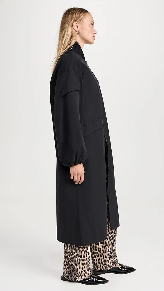 GANNI   Tech Seersucker Oversized Shell Coat 