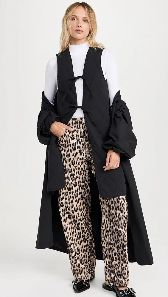 GANNI   Tech Seersucker Oversized Shell Coat 