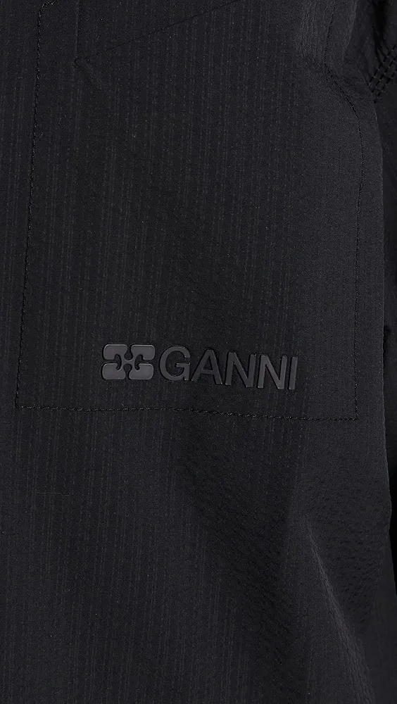 GANNI   Tech Seersucker Oversized Shell Coat 