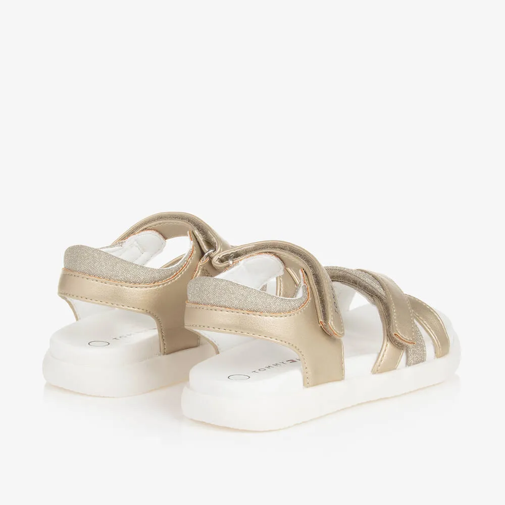 Girls Gold & White Sparkle Sandals