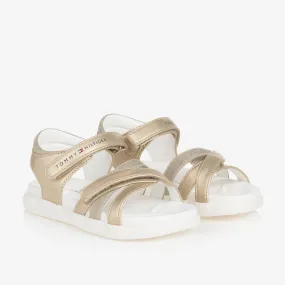 Girls Gold & White Sparkle Sandals