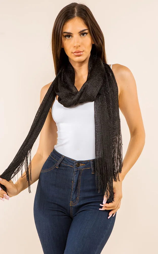 GSH559 Black Solid Party Shawl Scarf