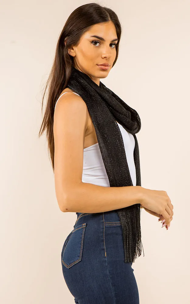 GSH559 Black Solid Party Shawl Scarf