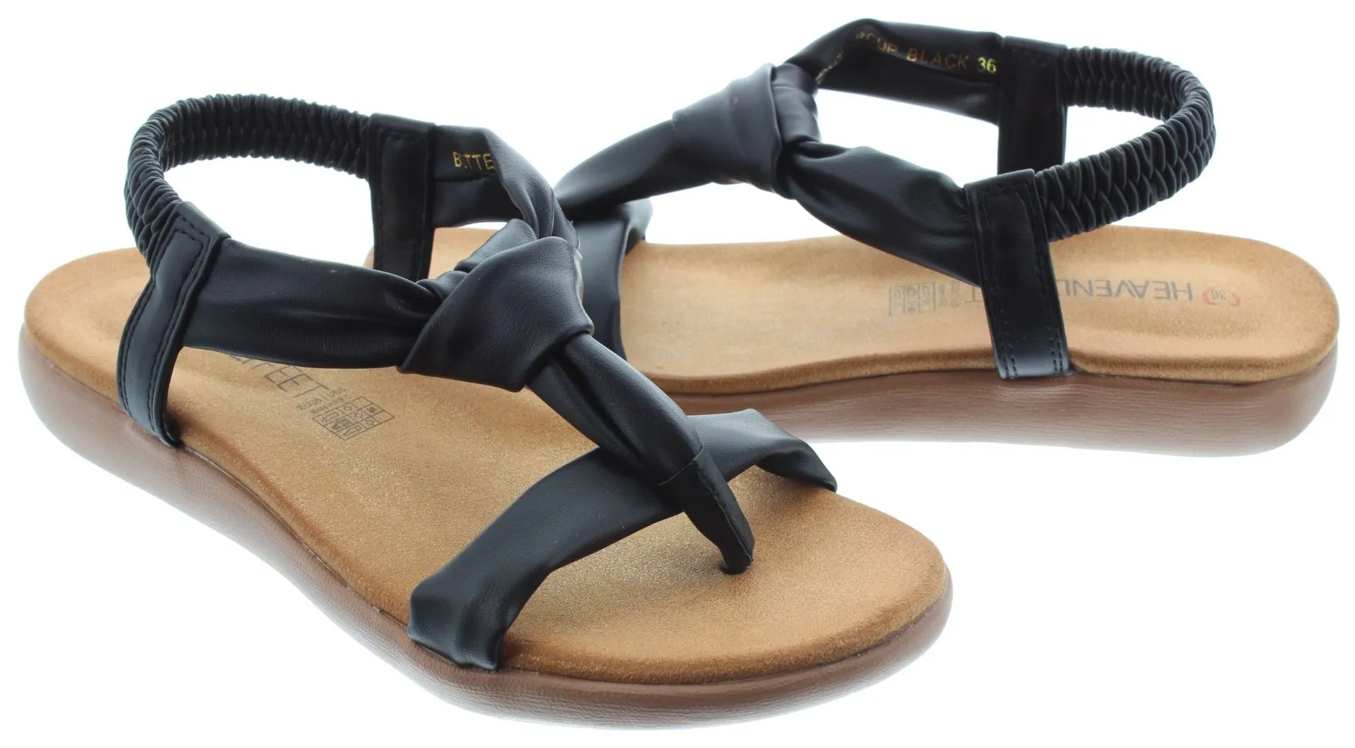 HEAVENLY FEET Ladies Buttercup Knot Sandals In Black