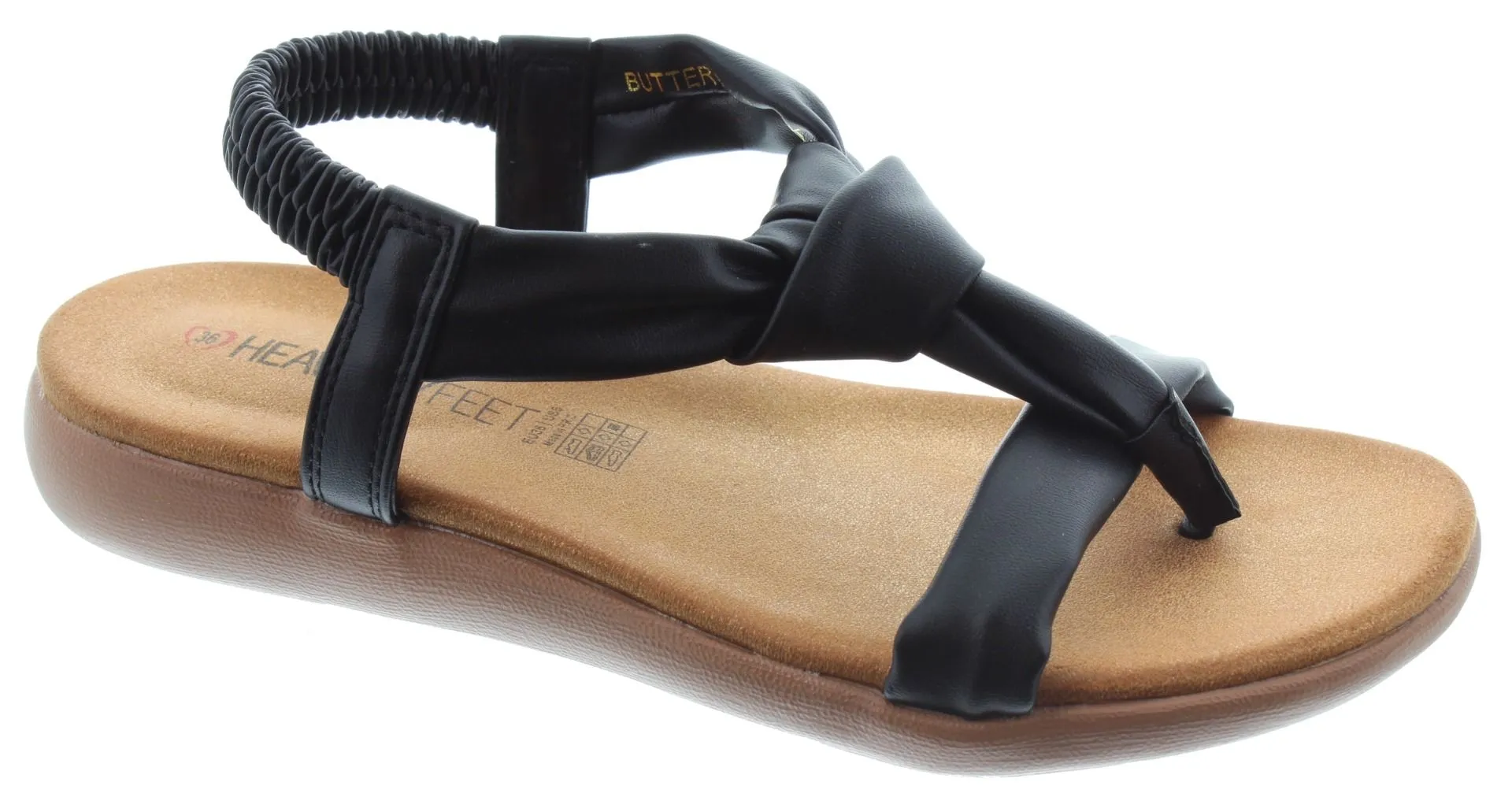 HEAVENLY FEET Ladies Buttercup Knot Sandals In Black