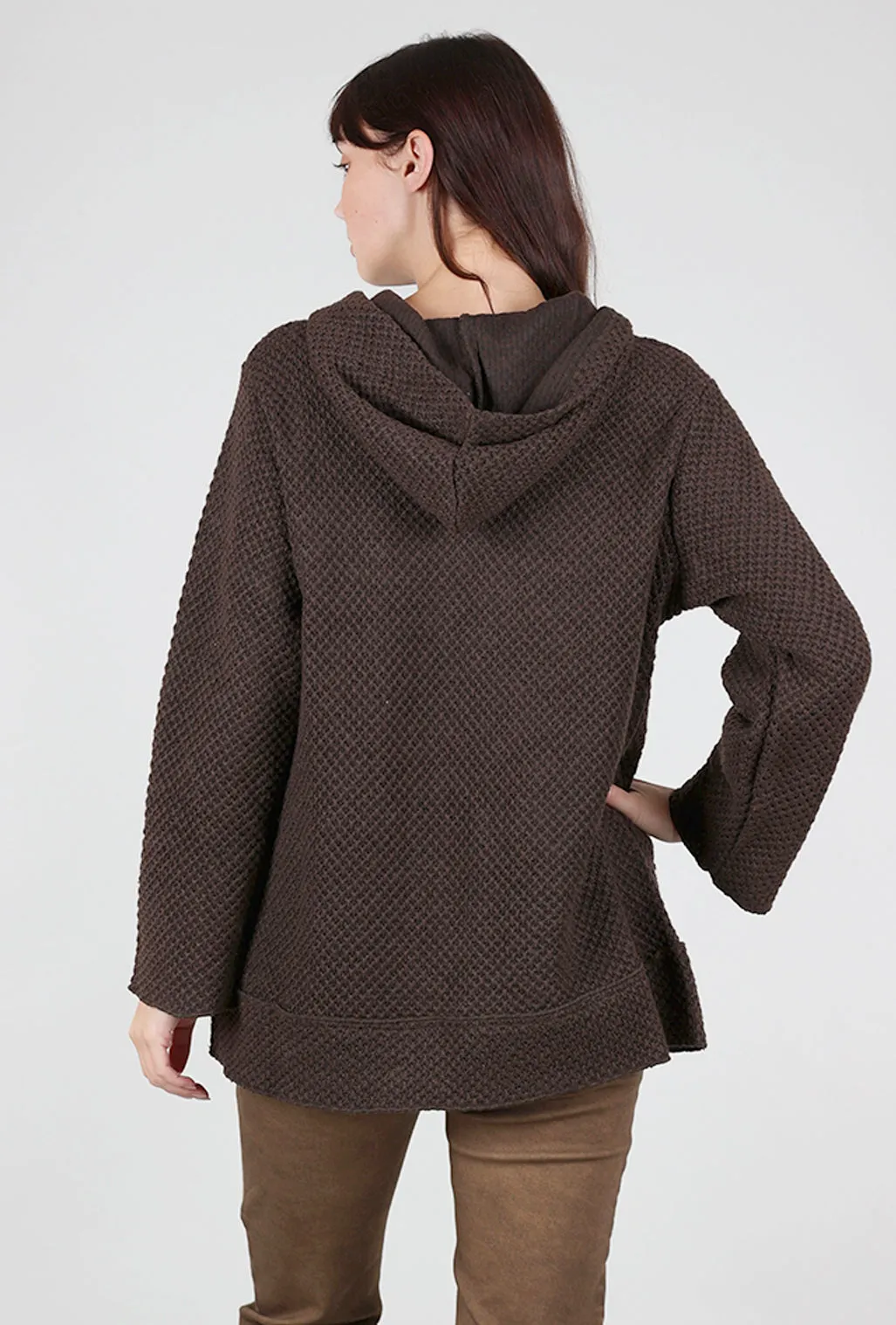 Honeycomb Texture Zip Jacket, Coffee