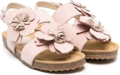 Il Gufo floral-appliqué suede sandals Pink