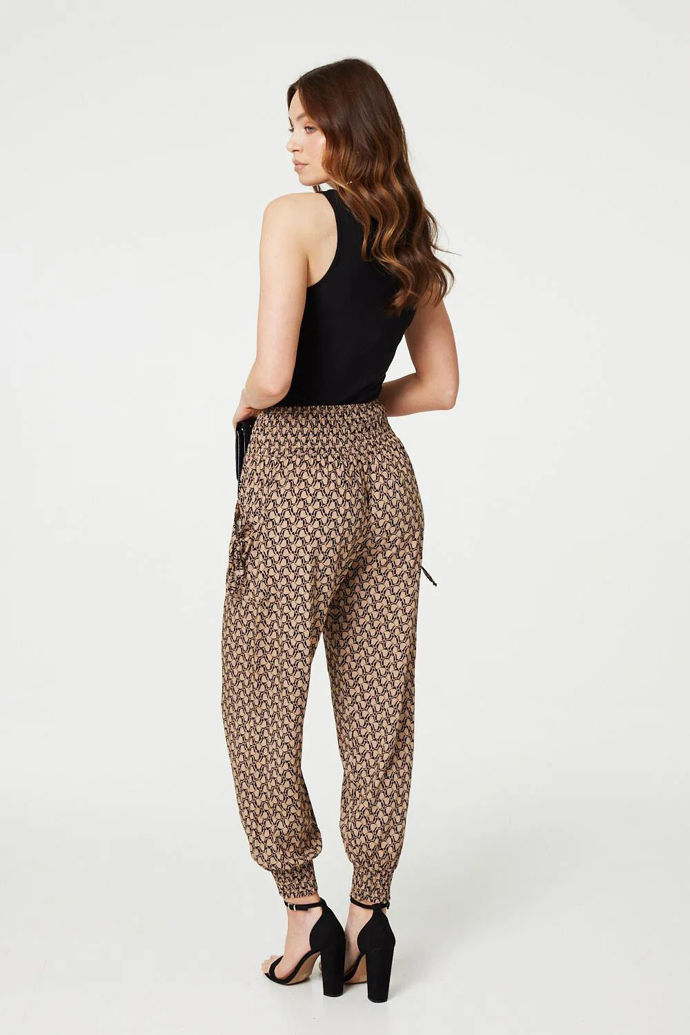 Izabel London - Printed High Waist Tassel Harem Pants