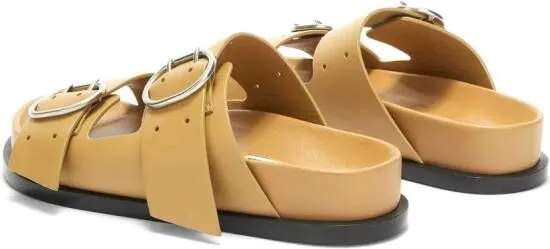 Jil Sander buckle leather flat sandals Brown